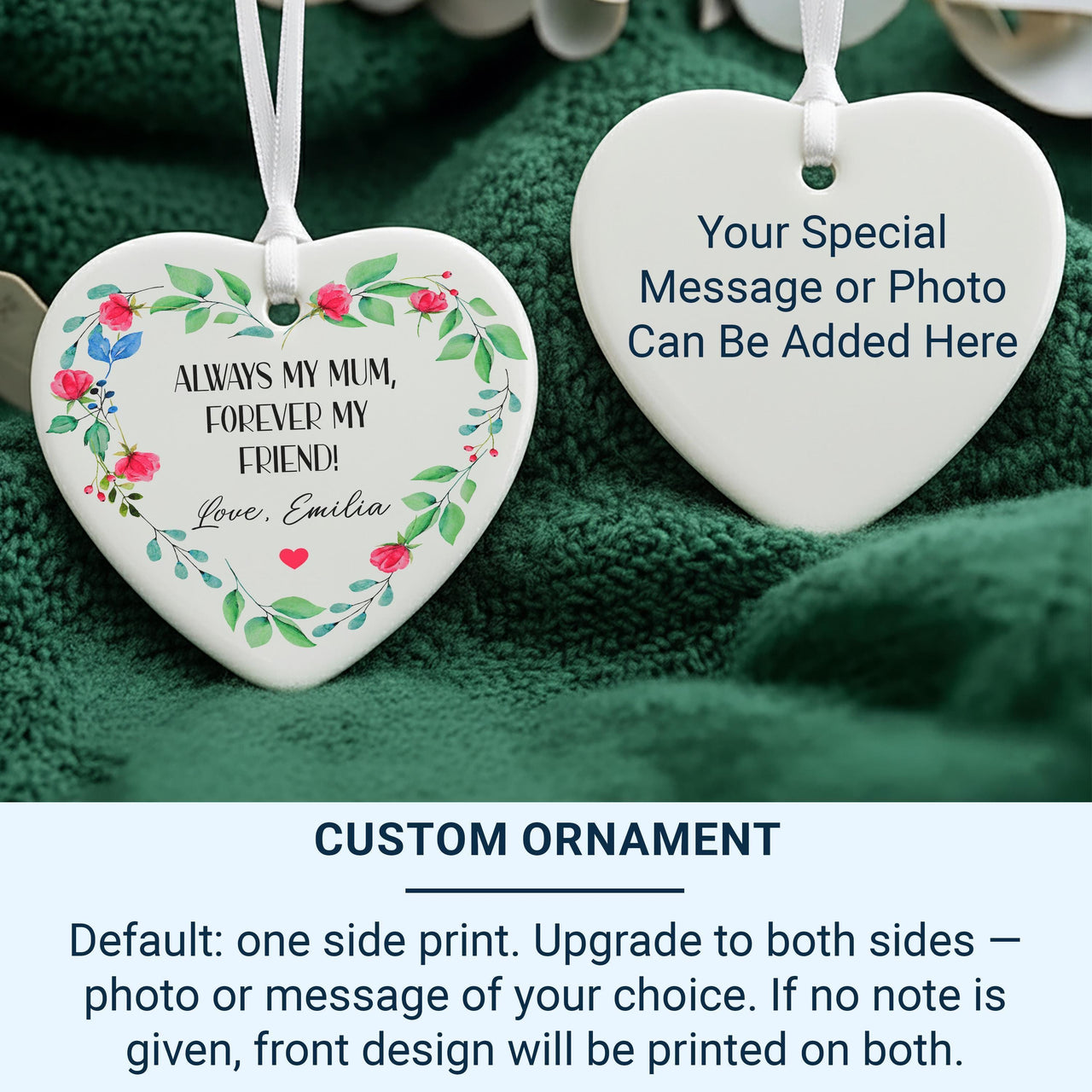 Mum Floral Heart Ornament - Forever Friend Keepsake with Name & Message