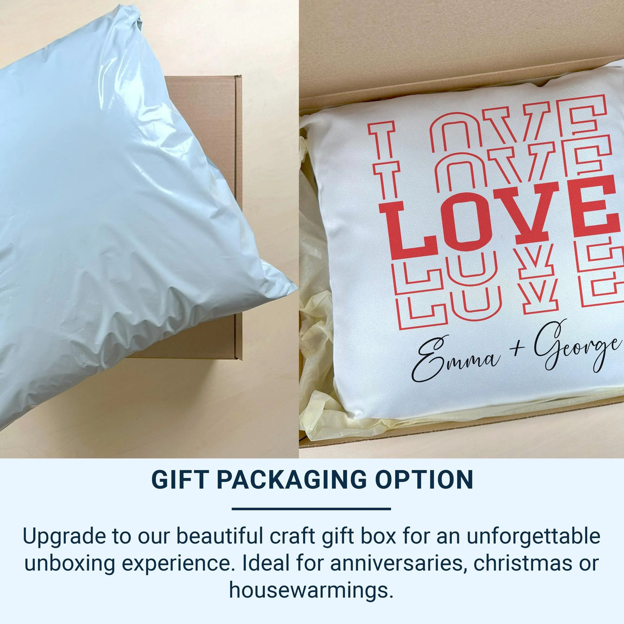 Personalised Love Cushion – Red Typography Pillow | Custom Name Keepsake Gift DENMARY