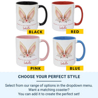 Have a Very Happy Easter Personalised Mug – Bunny Ears with Florals and Script Name – Kids’ Spring Basket and Cocoa Gift