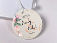Wedding Anniversary Ornament - Floral Keepsake with Years for Couples Celebration