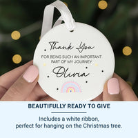 Teacher Personalised Ornament with Rainbow, Thank You For Being Such An Important Part Of My Story, Round Hanging Decor, Teaching Assistant