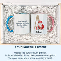 Personalised Santa Mug with Glitter Initial and Name - Christmas Gift for Kids