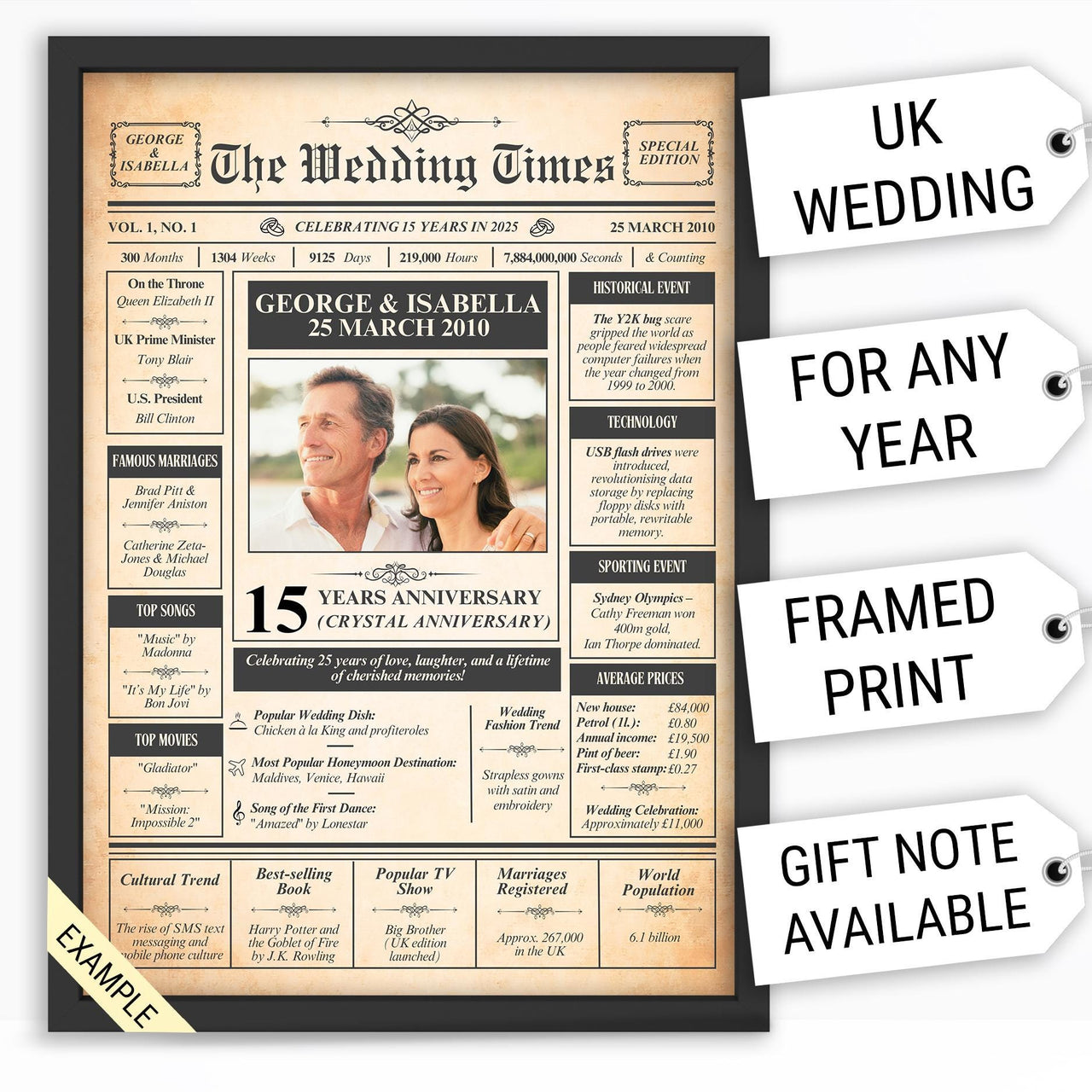 a wedding newspaper with a picture of a couple on it