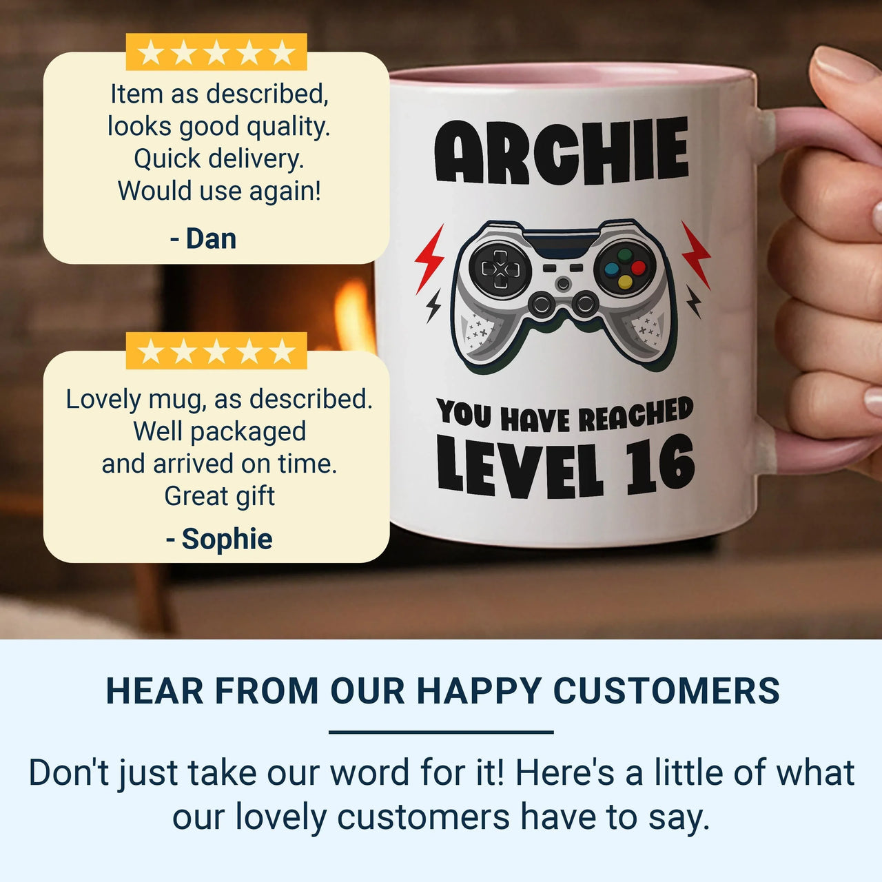 Personalised Gamer Mug – Level 16 Coffee Cup | Custom Name & Age Birthday Gift
