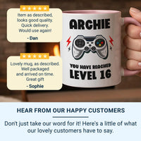 Personalised Gamer Mug – Level 16 Coffee Cup | Custom Name & Age Birthday Gift