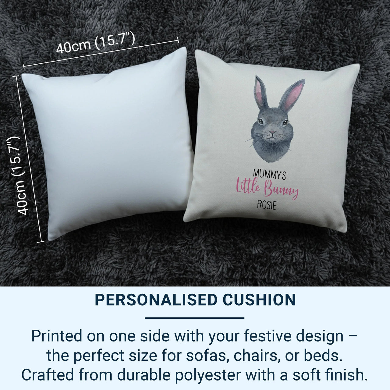 Personalised Bunny Cushion – Custom Kids Pillow With Name | Mummy Gift Idea DENMARY