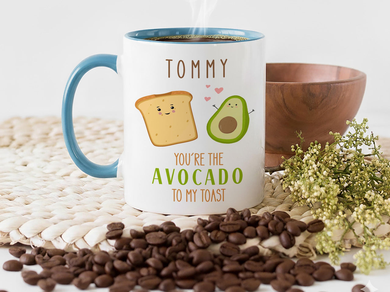 You’re the Avocado to My Toast Personalised Mug – Cute Foodie Pair with Name – Funny Romantic Valentine and Anniversary Gift