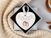 Valentine Penguin Heart Ornament - Forever Mate Keepsake with Leafy Details