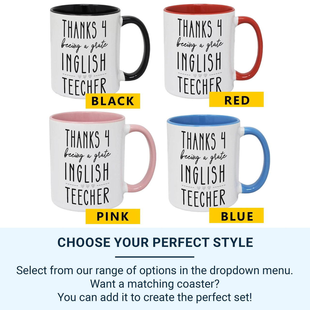 Funny Teacher Mug – Spelling Joke for English Teachers | End of Term Appreciation