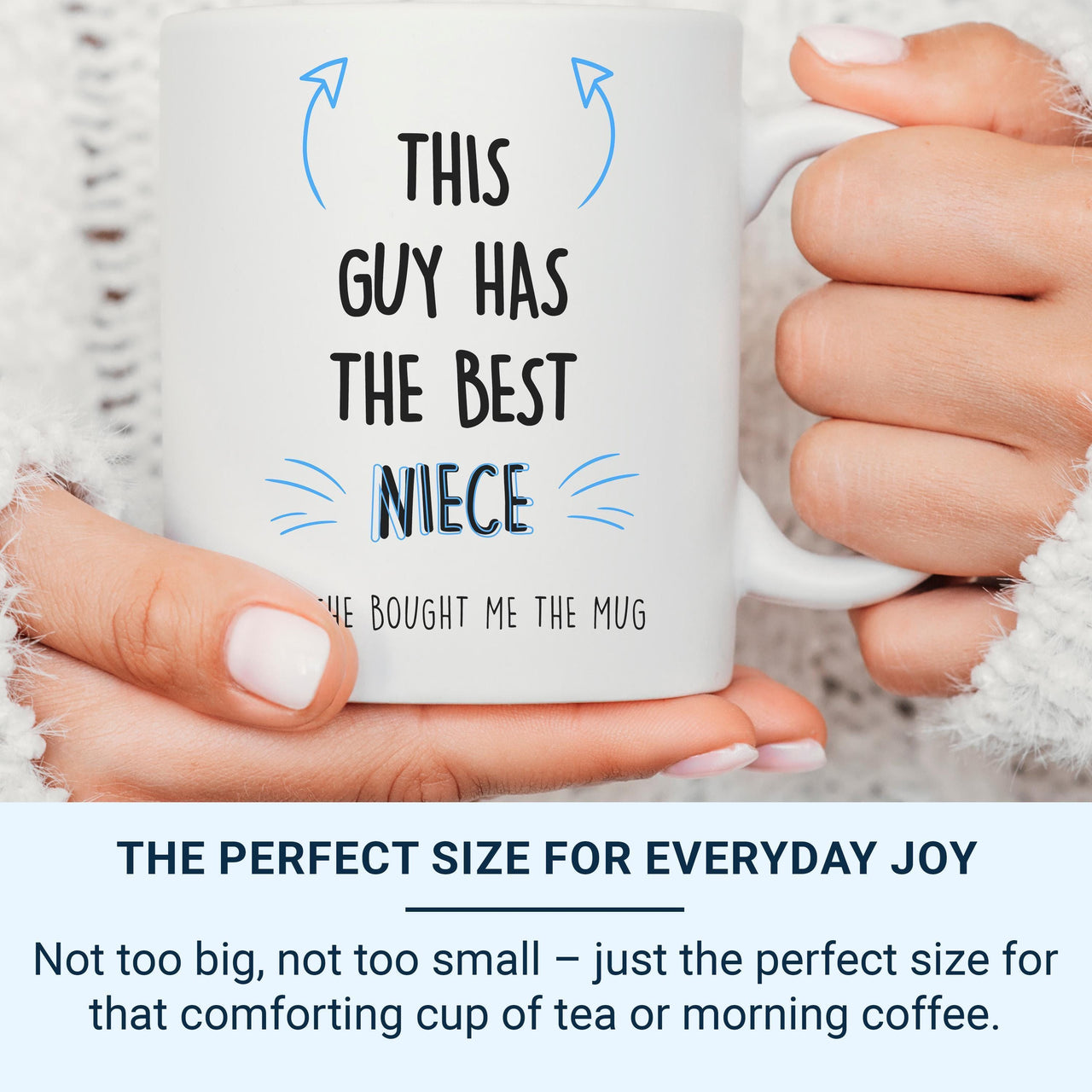 This Guy Has the Best Niece Mug – Funny Personalised Uncle Gift with Arrow and Punchline – Birthday, Christmas and Just_Because