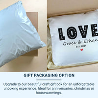Personalised LOVE Cushion - Bold Romantic Keepsake with Names, Date & Heart Design