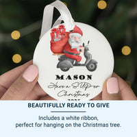 Santa Scooter Ornament - Fun Kids Keepsake with Name for Christmas Tree 2025