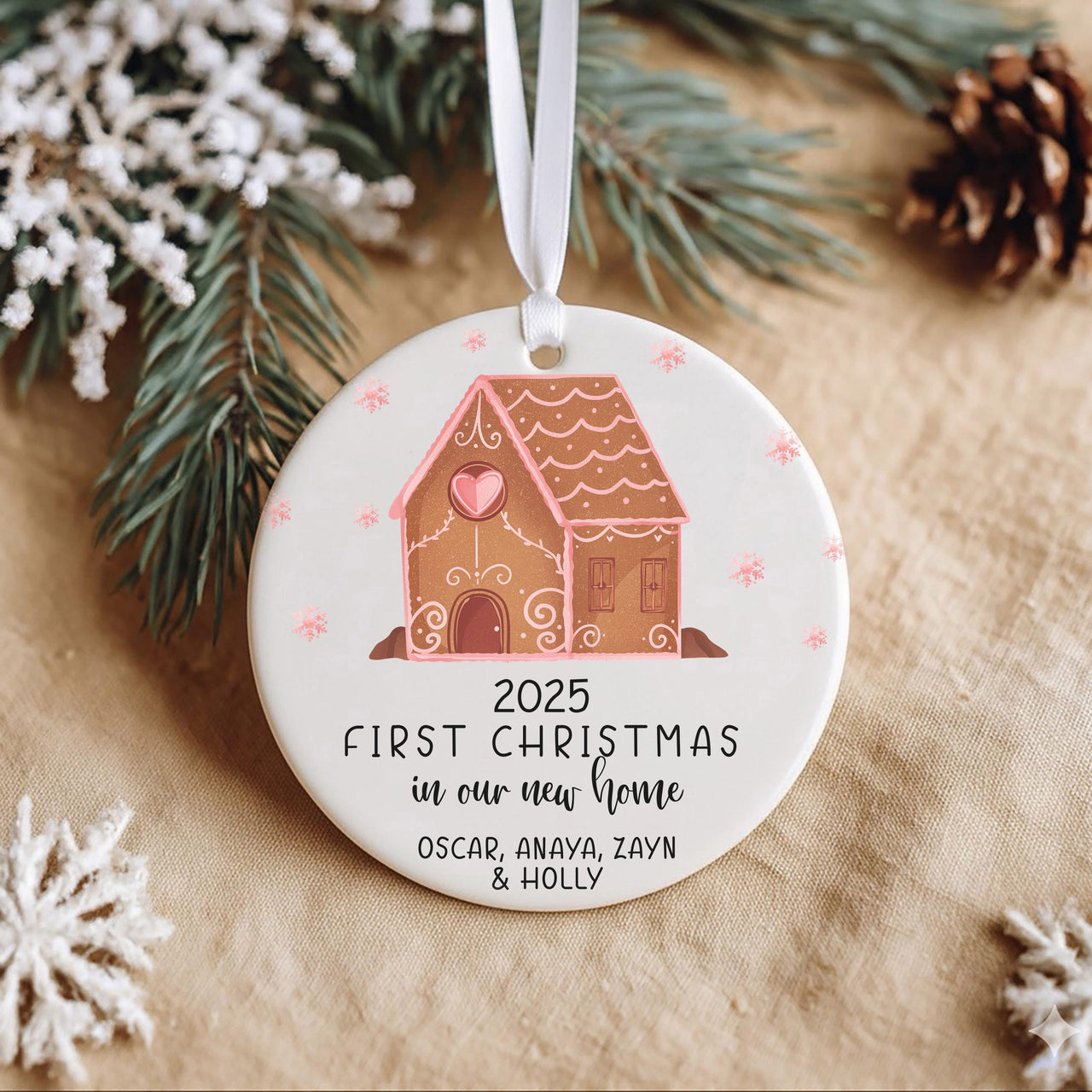 New Home Christmas Ornament 2025 - Gingerbread House with Family Names