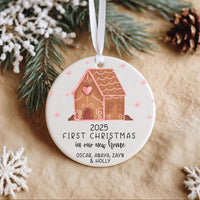New Home Christmas Ornament 2025 - Gingerbread House with Family Names