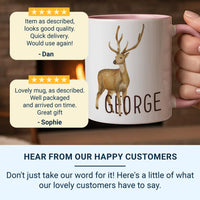 Personalised Name Mug – Watercolour Deer Design | Custom Coffee Mug For Nature Lovers