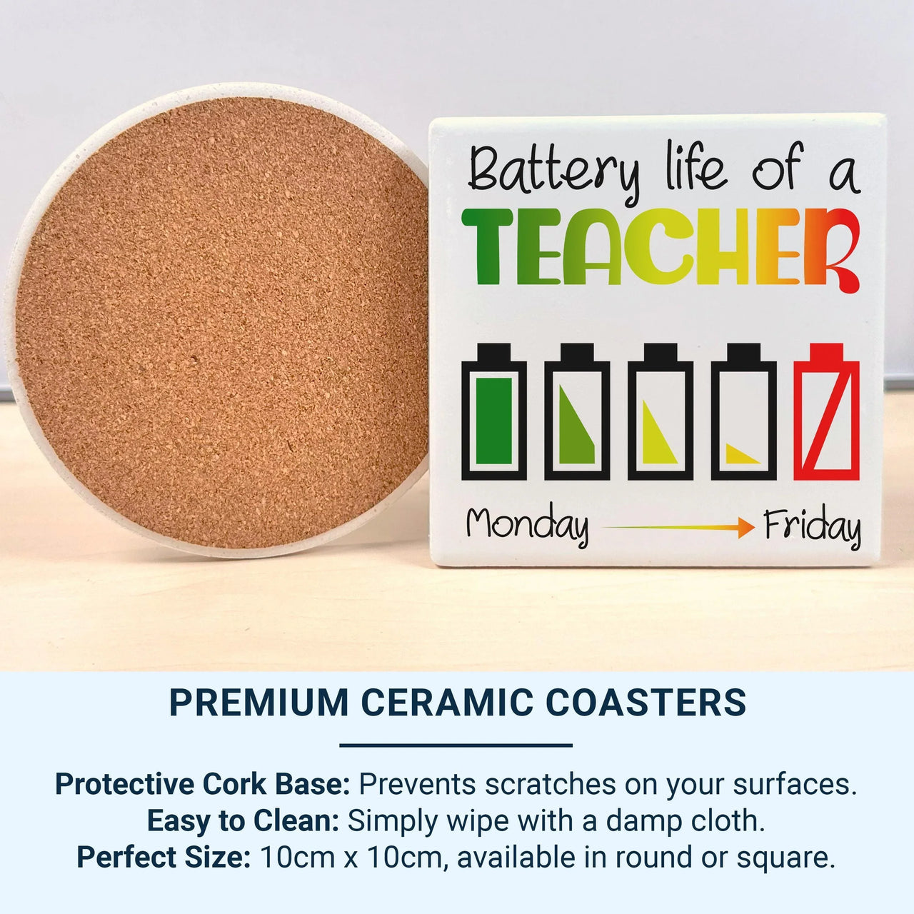 Funny Teacher Mug – Battery Life Monday to Friday | Teacher Appreciation Gift