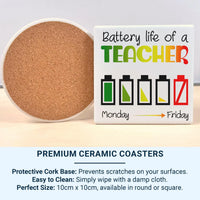 Funny Teacher Mug – Battery Life Monday to Friday | Teacher Appreciation Gift