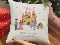 Personalised Princess Cushion – Castle Cushion with Plush Pillow Insert & Custom Name