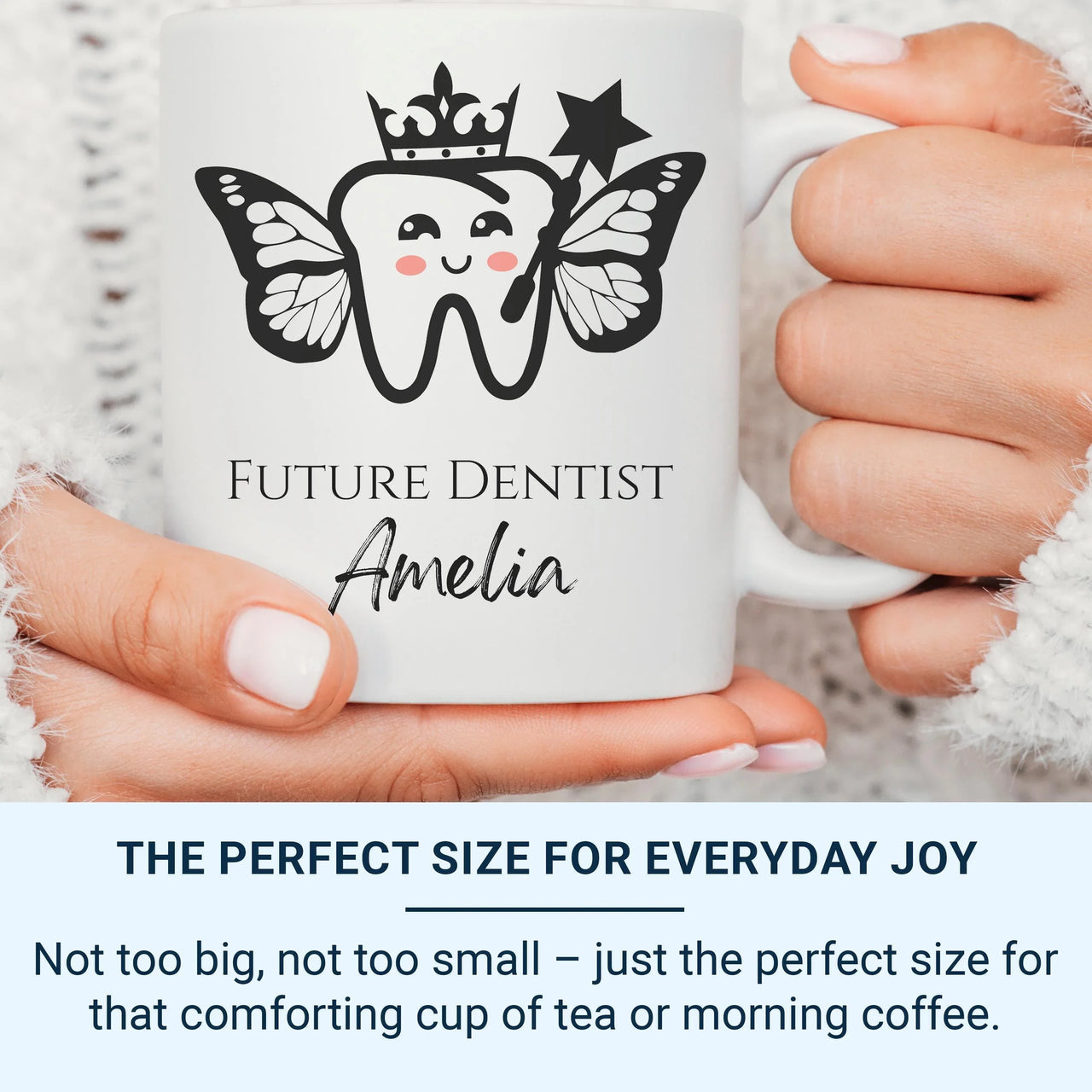 Future Dentist Mug – Personalised Coffee Mug with Cute Tooth Design for Dental Students