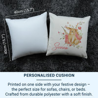 Personalised Bunny Cushion | Custom Name Cushion - Watercolour Flower Pillow