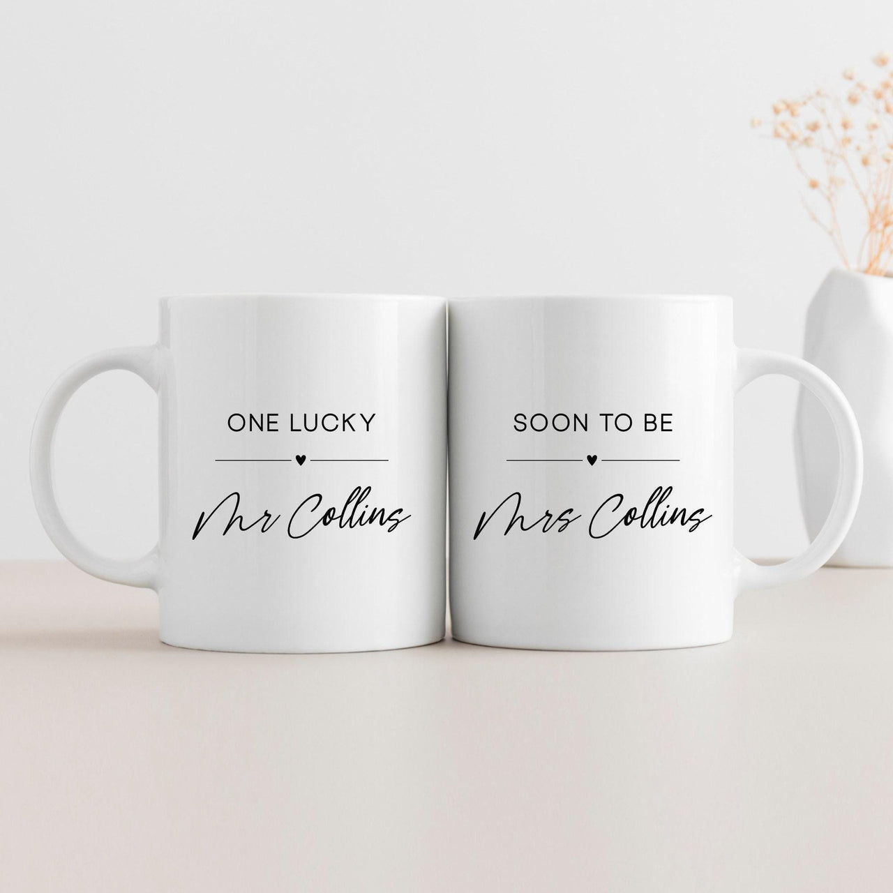 Personalised Engagement Mugs, 'One Lucky Mr' and 'Soon to Be Mrs' | Perfect Gift for Newly Engaged Couples | Anniversary & Christmas Present