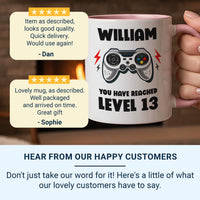 You Have Reached Level… Personalised Gamer Birthday Mug - Name, Age and Controller Design - Level-Up Party and Gaming Marathon Gift