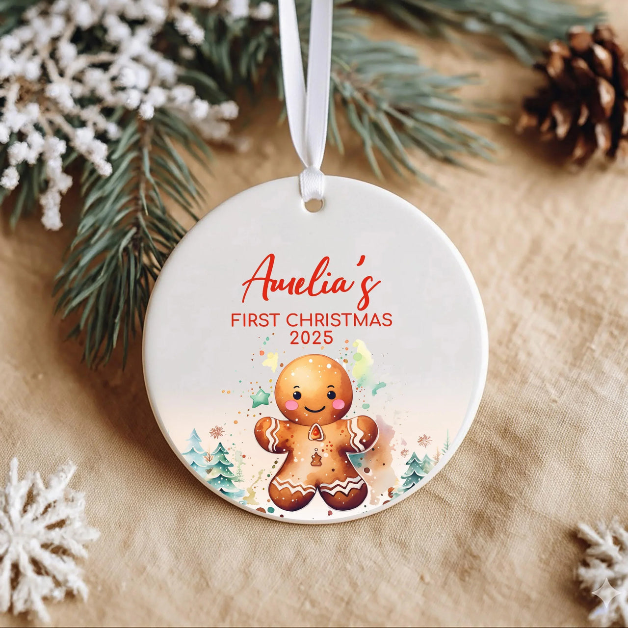 Baby First Christmas Ornament - Gingerbread Keepsake with Name for 2023