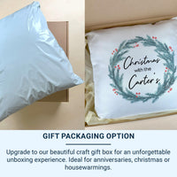 Personalised Christmas Wreath Cushion - Festive Holiday Keepsake with Family Name