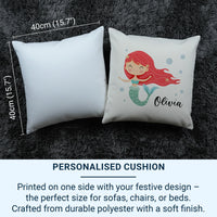 Personalised Mermaid Cushion – Soft Kids Room Pillow With Custom Name Detail
