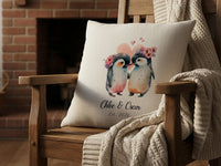 Personalised Penguin Cushion – Romantic Keepsake With Floral Crown Design & Custom Name Pillow