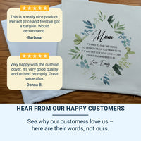 Personalised Mum Cushion – Floral Wreath Cushion With Heartfelt Poem & Custom Name