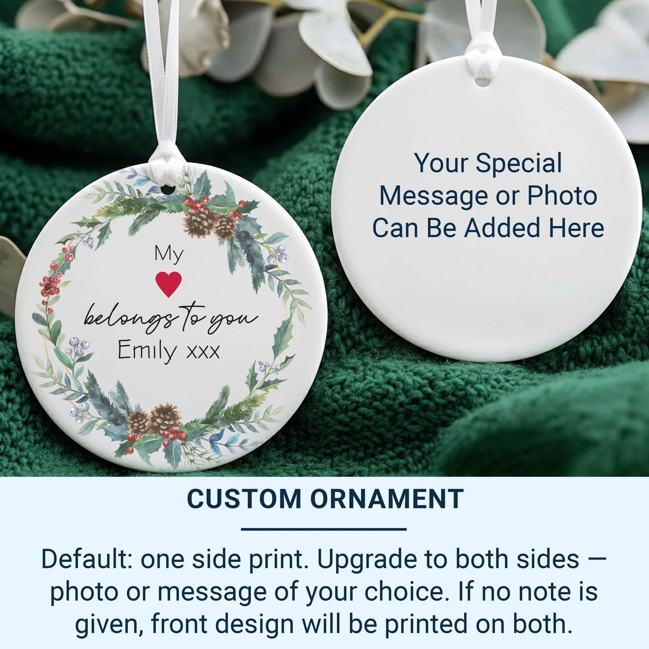 Floral Heart Ornament - Romantic Keepsake with Custom Love Message for Anniversaries & Valentine's