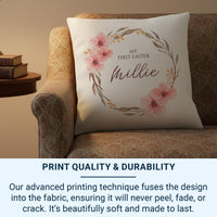 Personalised My First Easter Cushion with Floral Wreath - Sweet Baby Name Keepsake for Spring