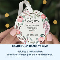 Mum Floral Ornament - Family Tribute Keepsake with Heartfelt Message & Names