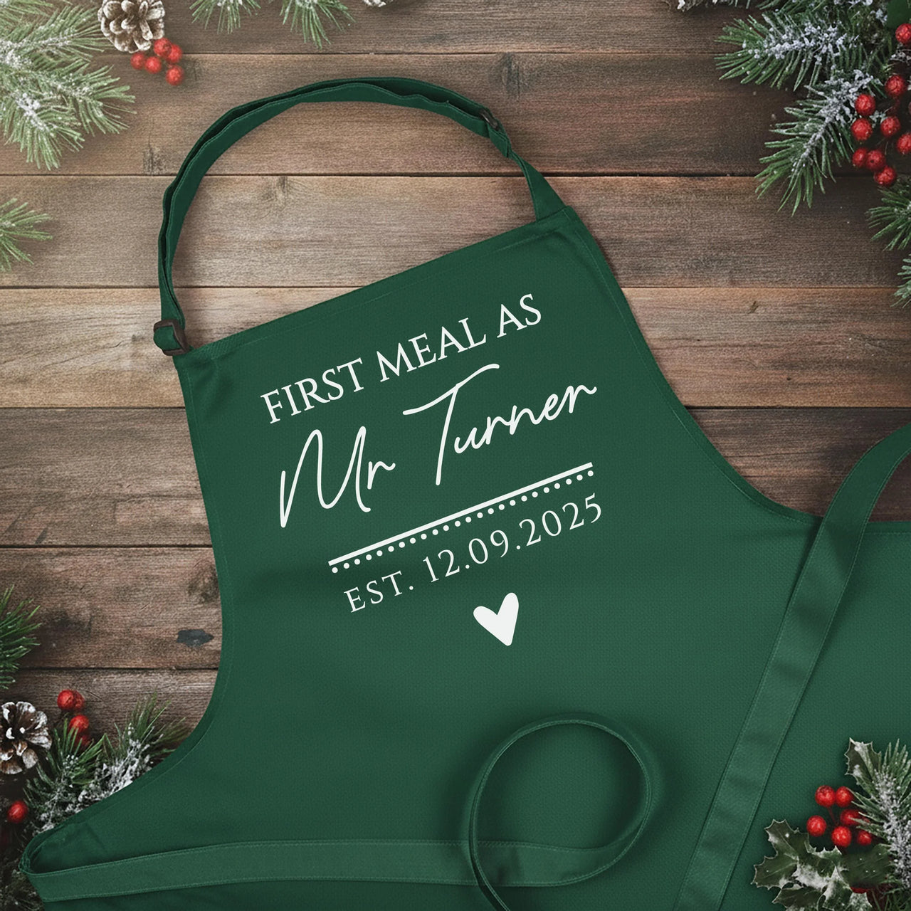 Personalized Wedding Apron – Custom Name, Adjustable Cotton & Durable Polyester Blend