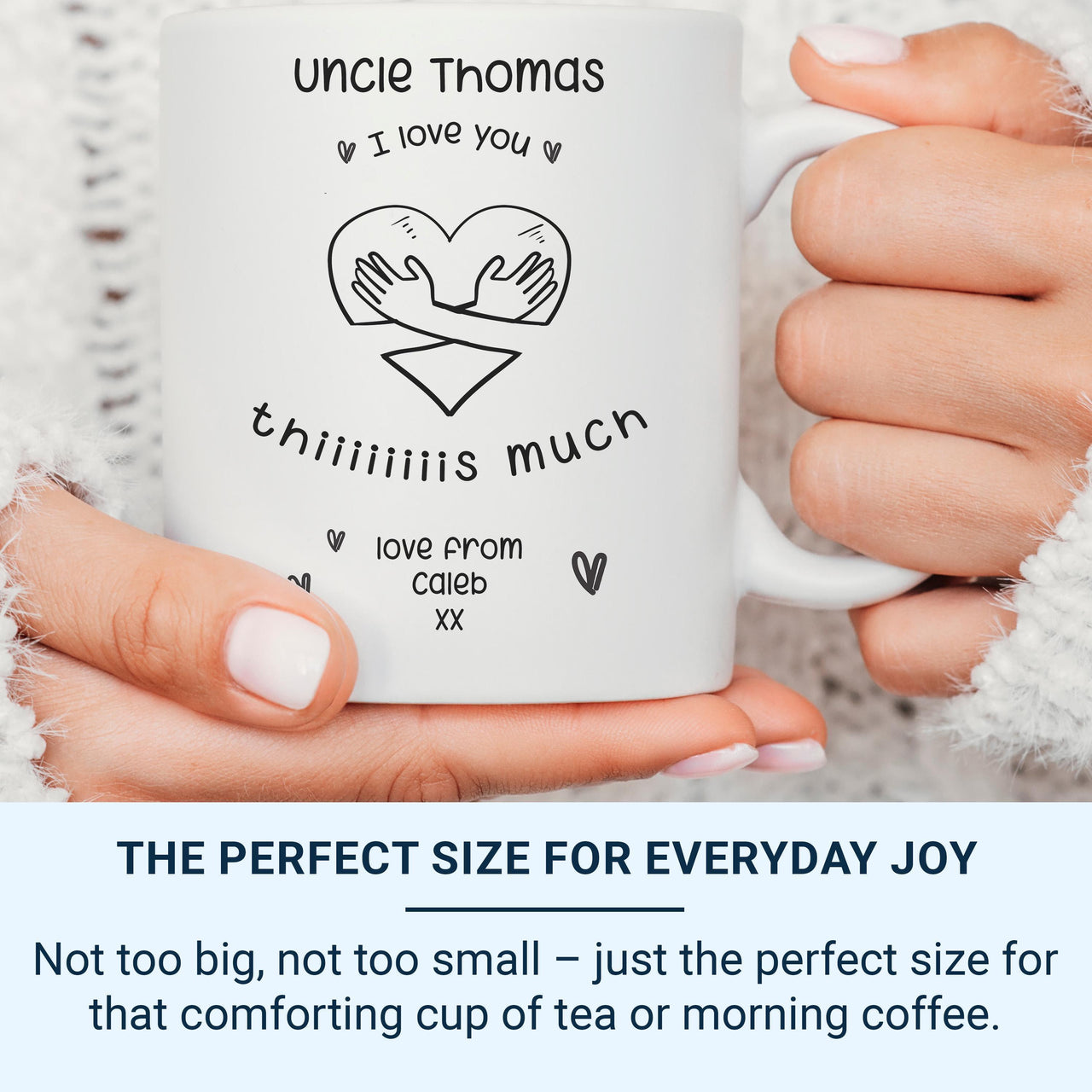 I Love You This Much Uncle Mug – Personalised Name and Child’s Message – Niece/Nephew Thank_You, Birthday and Christmas Gift