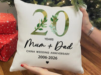 20th Anniversary Cushion – Personalised Anniversary Gift | Floral Marriage Keepsake