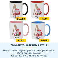 Personalised Santa Mug with Glitter Initial and Name - Christmas Gift for Kids