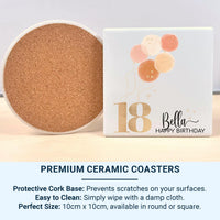 18th Birthday Balloons Mug – Personalised Name with Gold “18” and Pastel Stars – Party Morning Photo Prop and Milestone Keepsake