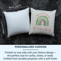 Personalised Rainbow Christmas Cushion - Cheerful Holiday Keepsake with Family Name