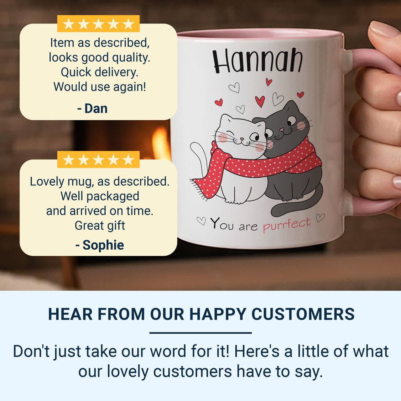 You Are Purrfect Mug _ Personalised Cat Lover Gift with Name and Hearts