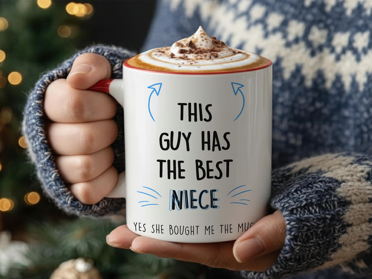This Guy Has the Best Niece Mug – Funny Personalised Uncle Gift with Arrow and Punchline – Birthday, Christmas and Just_Because