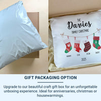 Personalised Family Christmas Stockings Cushion - Festive Keepsake with Names & Year