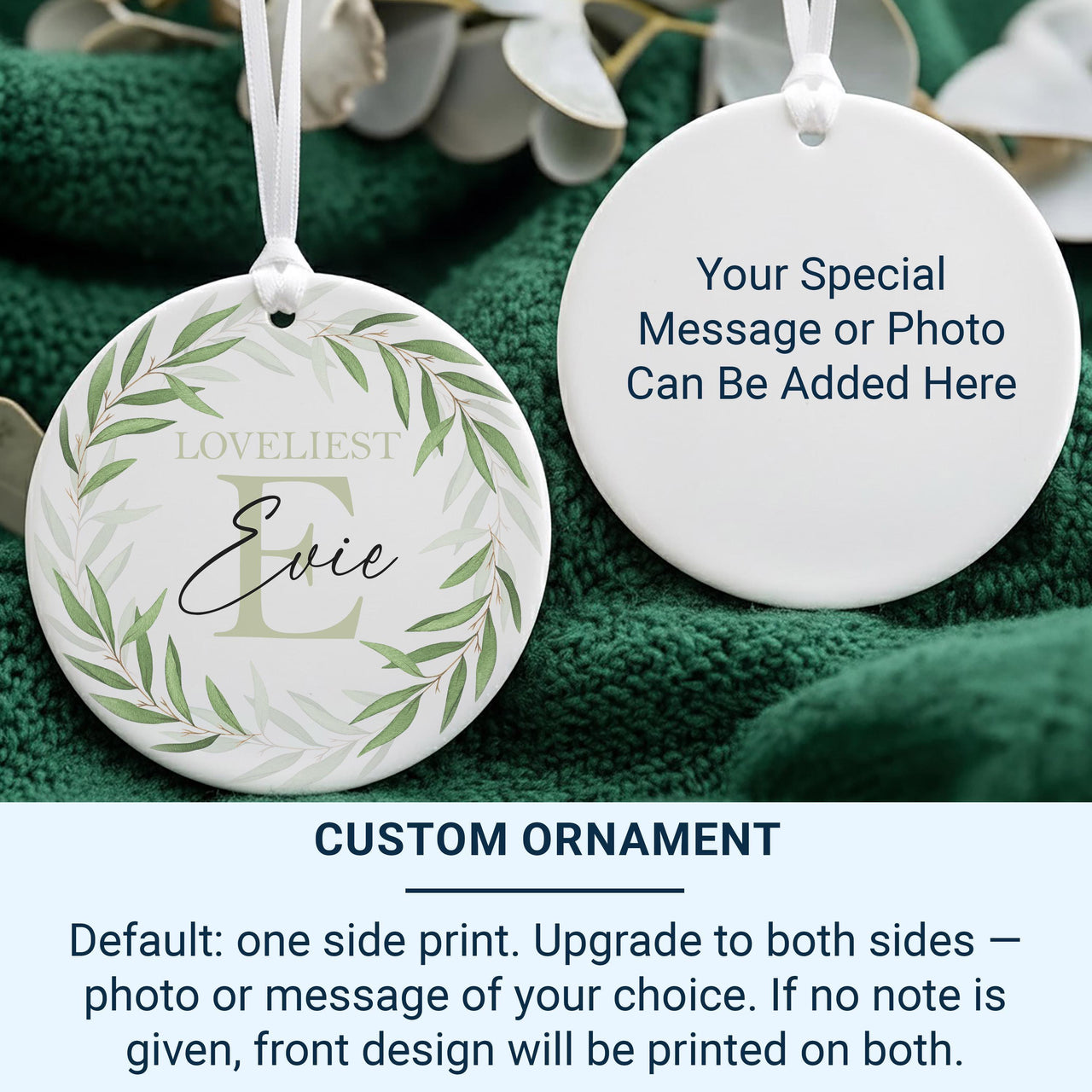 Leafy Wreath Ornament - Elegant Name Keepsake for Family Tree & Milestone Celebrations