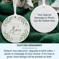 Leafy Wreath Ornament - Elegant Name Keepsake for Family Tree & Milestone Celebrations