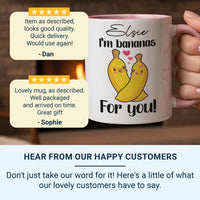 I’m Bananas for You Personalised Mug – Cute Hugging Bananas with Name – Funny Romantic Anniversary and Valentine Gift