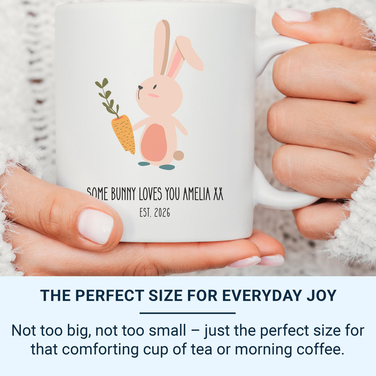 Some Bunny Loves You Personalised Mug – Name and EST. Year with Cute Bunny – New Baby, First Easter and Nursery Keepsake