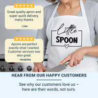 Couples Aprons Set – Matching Big Spoon Little Spoon Kitchen Aprons With Adjustable Neck Strap