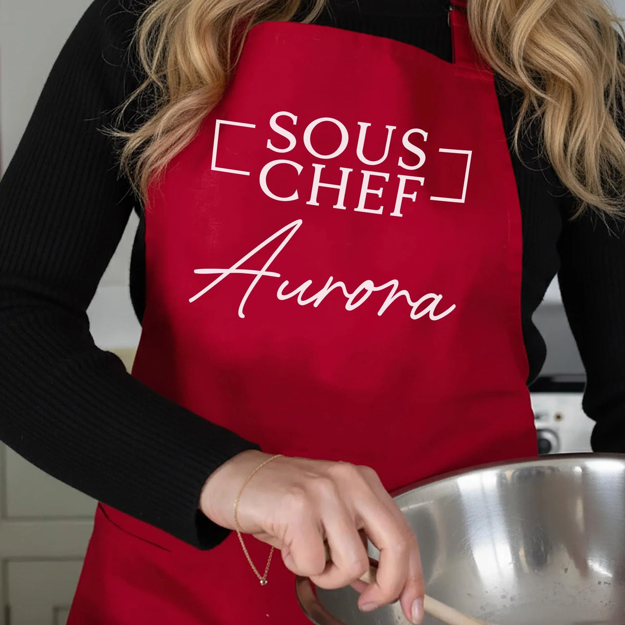 Matching Couple Aprons – Personalised Metallic & Glitter Print Kitchen Gift Set