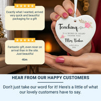 Teacher Heart Ornament 2026 - Floral Thank You Keepsake with Name & Message